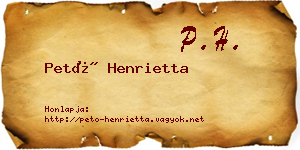 Pető Henrietta névjegykártya